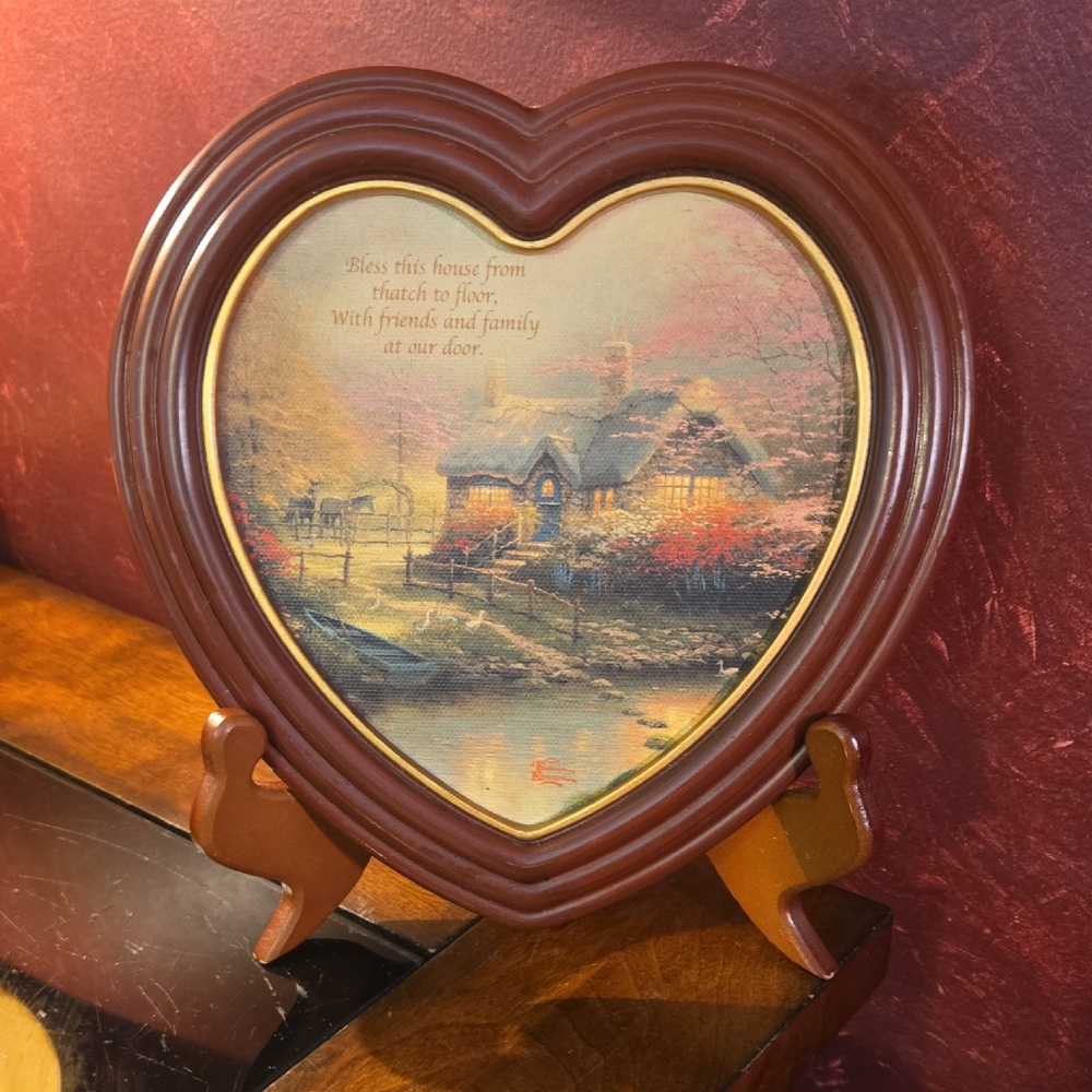 Bradford Exchange Thomas Kinkade Home Sweet Home Heart Framed Canvas #AO598
